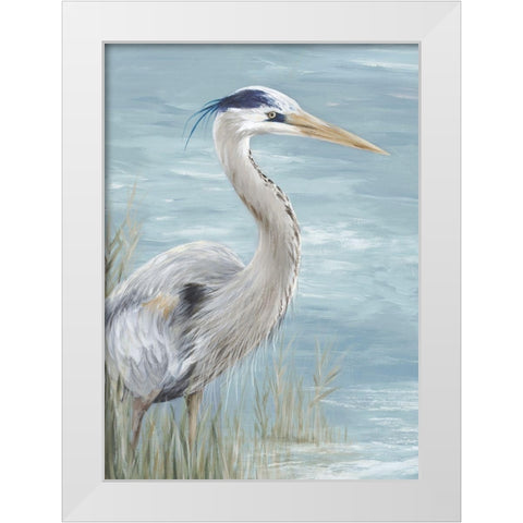 Great Blue Heron Gaze White Modern Wood Framed Art Print by Watts, Eva