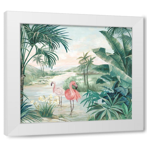 Flamingo Dream White Modern Wood Framed Art Print by Watts, Eva