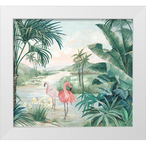 Flamingo Dream White Modern Wood Framed Art Print by Watts, Eva