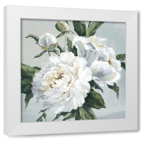 Large Peonies I White Modern Wood Framed Art Print by Watts, Eva