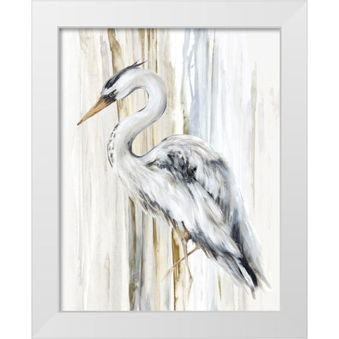 River Heron II White Modern Wood Framed Art Print by Watts, Eva