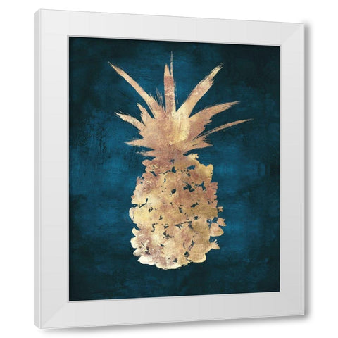 Golden Night Pineapple White Modern Wood Framed Art Print by Watts, Eva