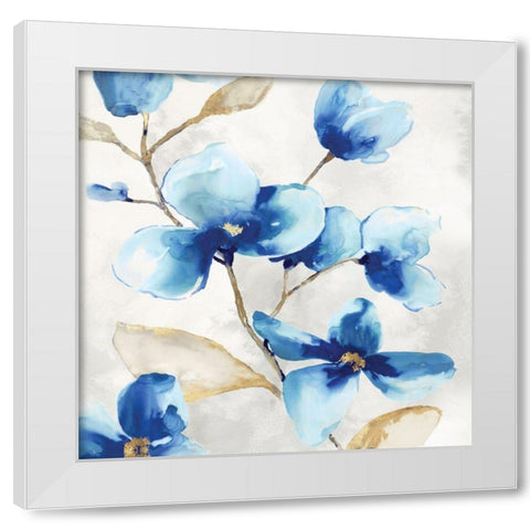 Blue Jardin II White Modern Wood Framed Art Print by Watts, Eva