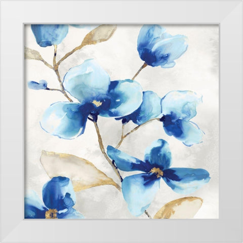 Blue Jardin II White Modern Wood Framed Art Print by Watts, Eva
