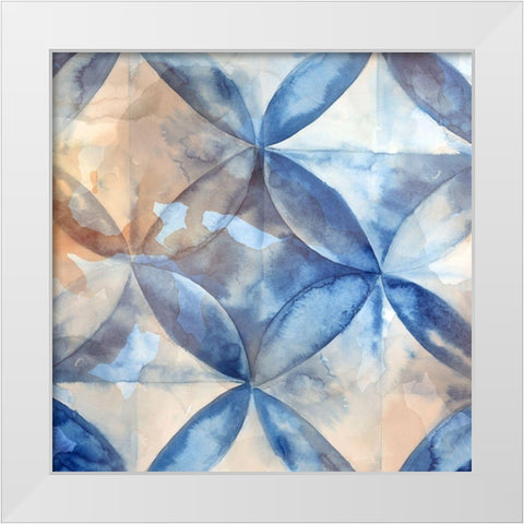 Indigo Rustic Tiles I  White Modern Wood Framed Art Print by Watts, Eva