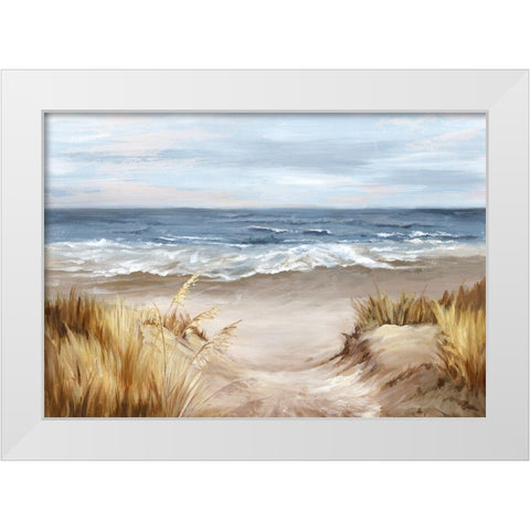 Untouched Beach  White Modern Wood Framed Art Print by Watts, Eva