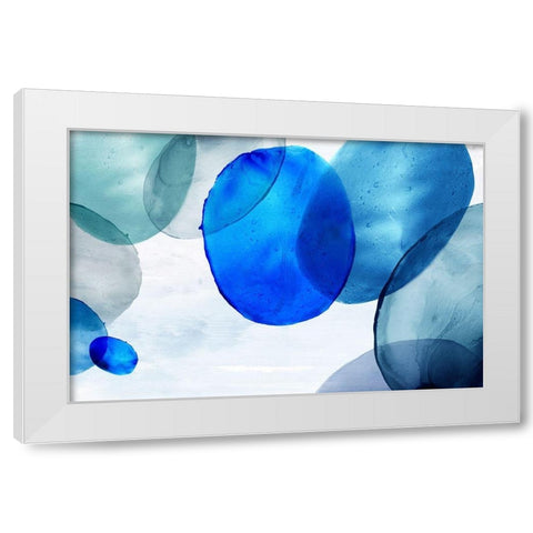 Blue Bubbles  White Modern Wood Framed Art Print by Watts, Eva