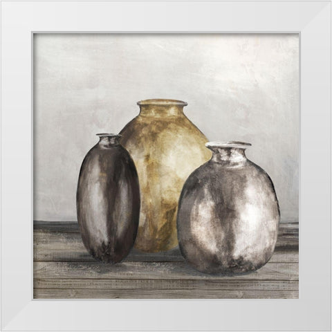 Golden Urnes II White Modern Wood Framed Art Print by Watts, Eva