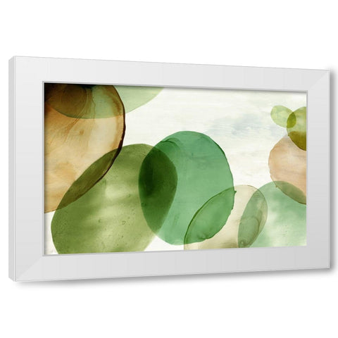 Dark Green Bubbles  White Modern Wood Framed Art Print by Watts, Eva