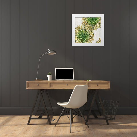 Burst of Green  White Modern Wood Framed Art Print by Watts, Eva