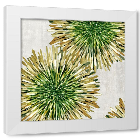 Burst of Green  White Modern Wood Framed Art Print by Watts, Eva