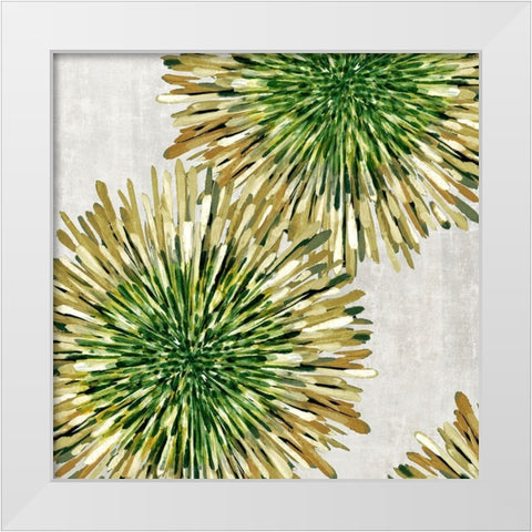 Burst of Green  White Modern Wood Framed Art Print by Watts, Eva
