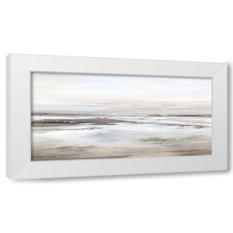 Foggy Beach White Modern Wood Framed Art Print by Watts, Eva