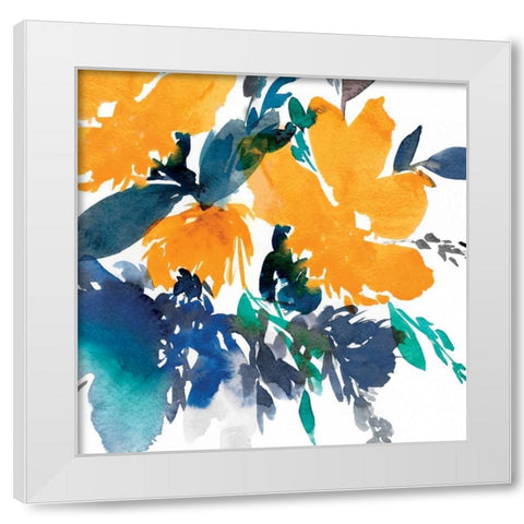 Indigo Flower I White Modern Wood Framed Art Print by Isabelle Z