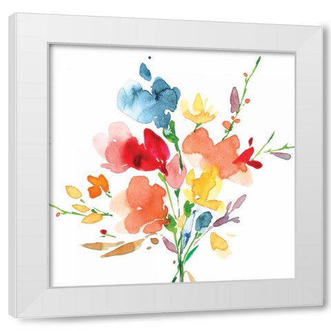 Bouquet White Modern Wood Framed Art Print by Isabelle Z