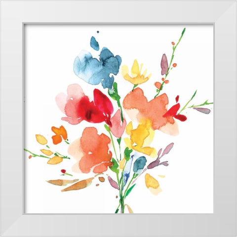 Bouquet White Modern Wood Framed Art Print by Isabelle Z