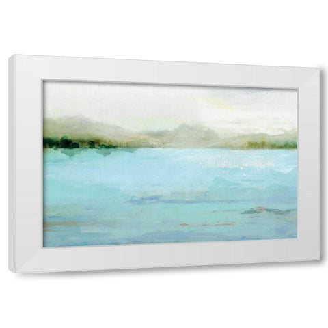 Blue Lake White Modern Wood Framed Art Print by Isabelle Z