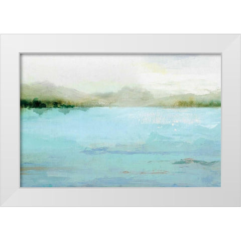 Blue Lake White Modern Wood Framed Art Print by Isabelle Z