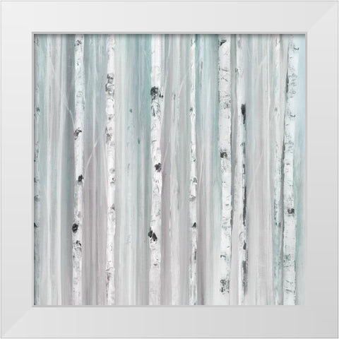 Soft Blue Birches I White Modern Wood Framed Art Print by Isabelle Z