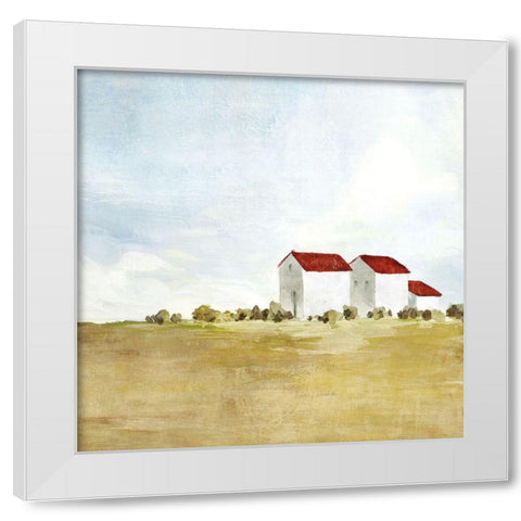 Red Farm House II  White Modern Wood Framed Art Print by Isabelle Z