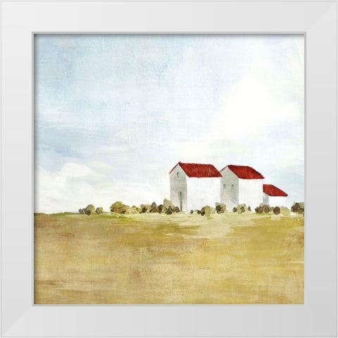 Red Farm House II  White Modern Wood Framed Art Print by Isabelle Z