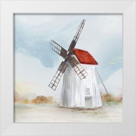 Red Windmill II  White Modern Wood Framed Art Print by Isabelle Z