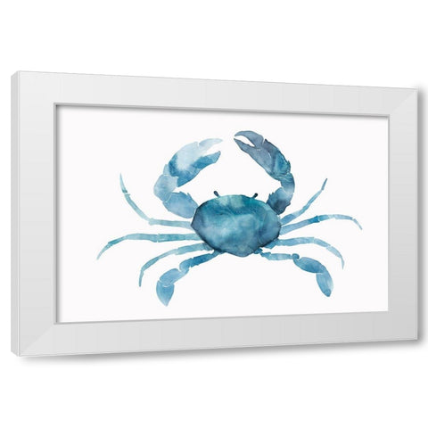 Blue Crab White Modern Wood Framed Art Print by Isabelle Z