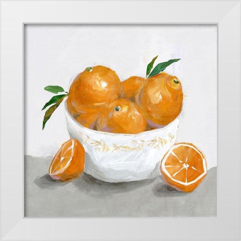 Oranges White Modern Wood Framed Art Print by Isabelle Z