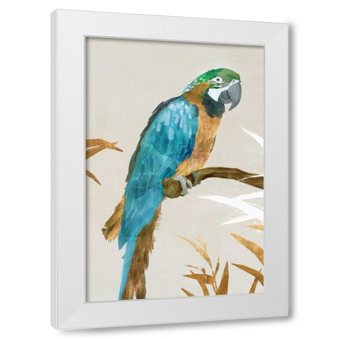 Blue Parrot I White Modern Wood Framed Art Print by Isabelle Z