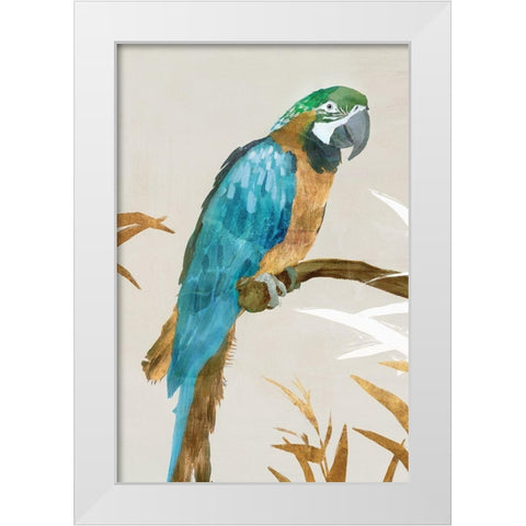 Blue Parrot I White Modern Wood Framed Art Print by Isabelle Z