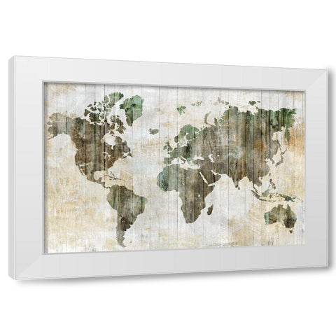 World Map I  White Modern Wood Framed Art Print by Isabelle Z