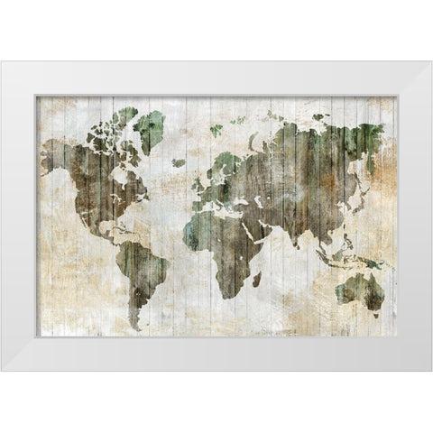 World Map I  White Modern Wood Framed Art Print by Isabelle Z