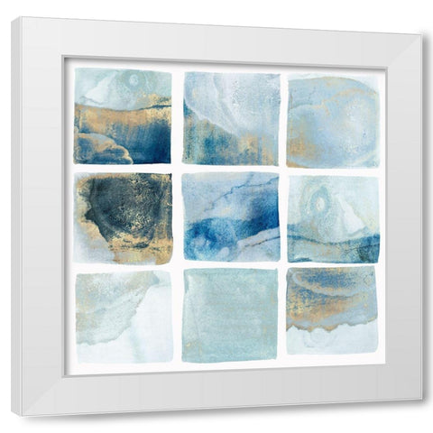 Indigo Squares I White Modern Wood Framed Art Print by Isabelle Z