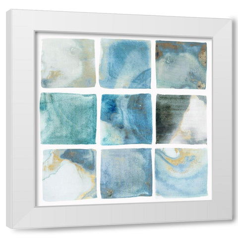 Indigo Squares II White Modern Wood Framed Art Print by Isabelle Z