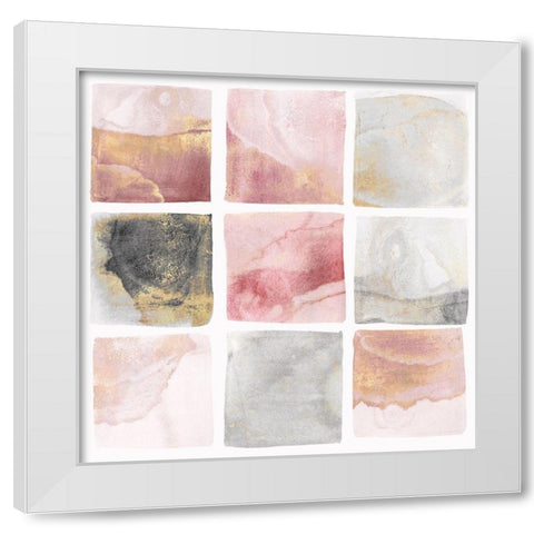 Blush Squares I White Modern Wood Framed Art Print by Isabelle Z