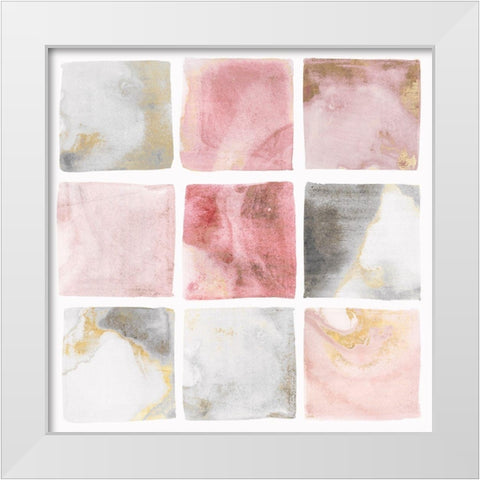 Blush Squares II  White Modern Wood Framed Art Print by Isabelle Z