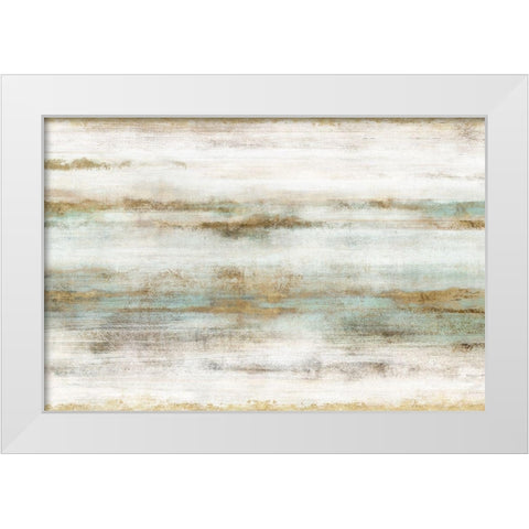 Golden Horizons White Modern Wood Framed Art Print by Isabelle Z