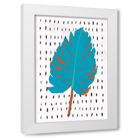 Blue Tropical Leaf II  White Modern Wood Framed Art Print by Isabelle Z