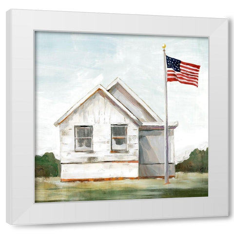 American Flag  White Modern Wood Framed Art Print by Isabelle Z