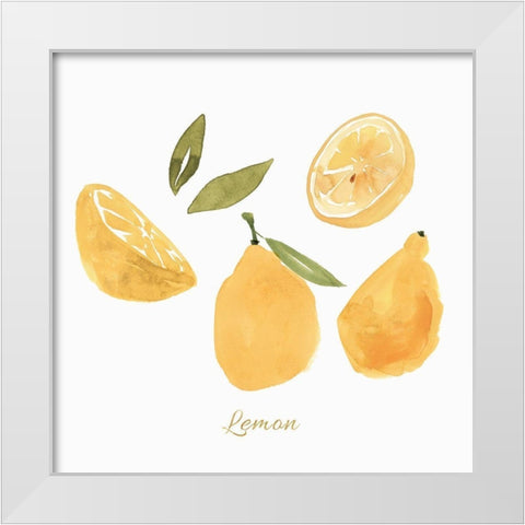Fresh Lemons White Modern Wood Framed Art Print by Isabelle Z