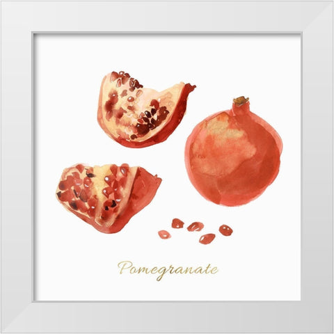 Pomegranate  White Modern Wood Framed Art Print by Isabelle Z