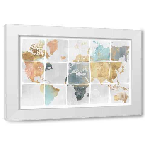 Tiled Map  White Modern Wood Framed Art Print by Isabelle Z