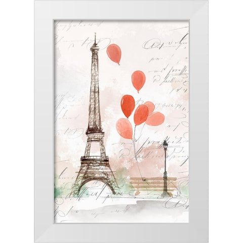 Balloons in Paris  White Modern Wood Framed Art Print by Isabelle Z