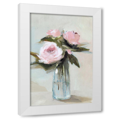 Peonies in a Vase I  White Modern Wood Framed Art Print by Isabelle Z
