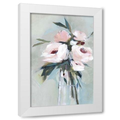 Peonies in a Vase II  White Modern Wood Framed Art Print by Isabelle Z