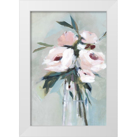 Peonies in a Vase II  White Modern Wood Framed Art Print by Isabelle Z