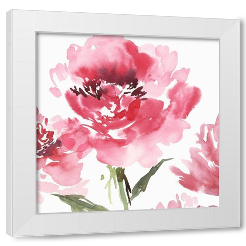 Crimson Blossoms I  White Modern Wood Framed Art Print by Isabelle Z