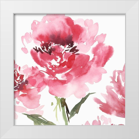 Crimson Blossoms I  White Modern Wood Framed Art Print by Isabelle Z