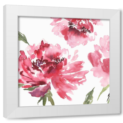 Crimson Blossoms II  White Modern Wood Framed Art Print by Isabelle Z
