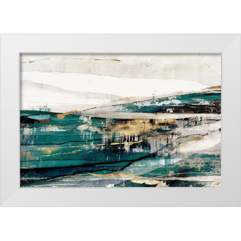 Delighted Teal Version  White Modern Wood Framed Art Print by Isabelle Z